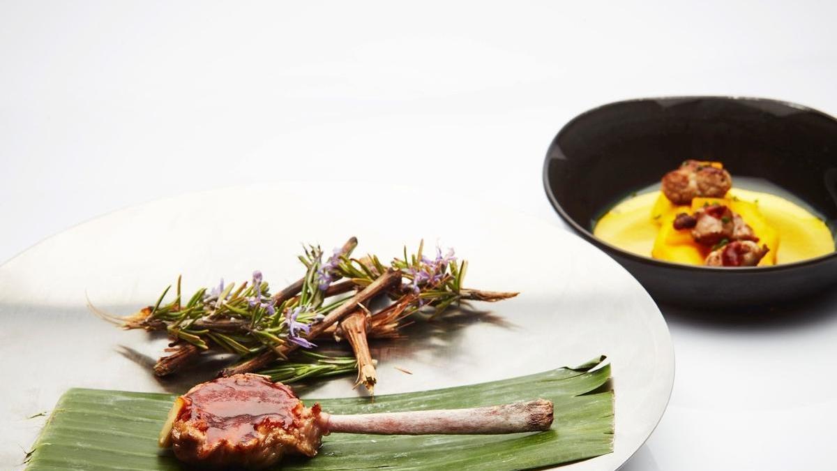 Chuletillas, mollejas y tubérculo de Taller Arzuaga.