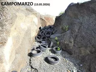 Denuncian vertidos de neumáticos en Campomarzo y Medelo