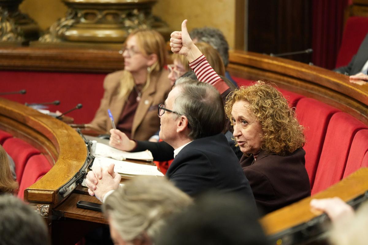 El grup parlamentari d'ERC durant una votació al ple del Parlament
