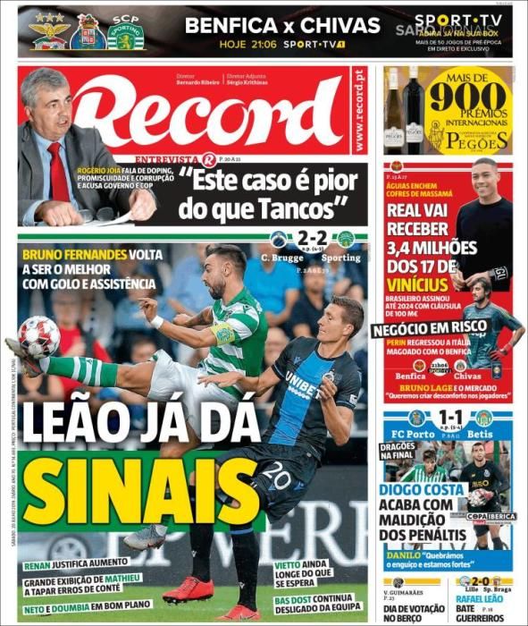 Portada RECORD sábado 20 julio 2019