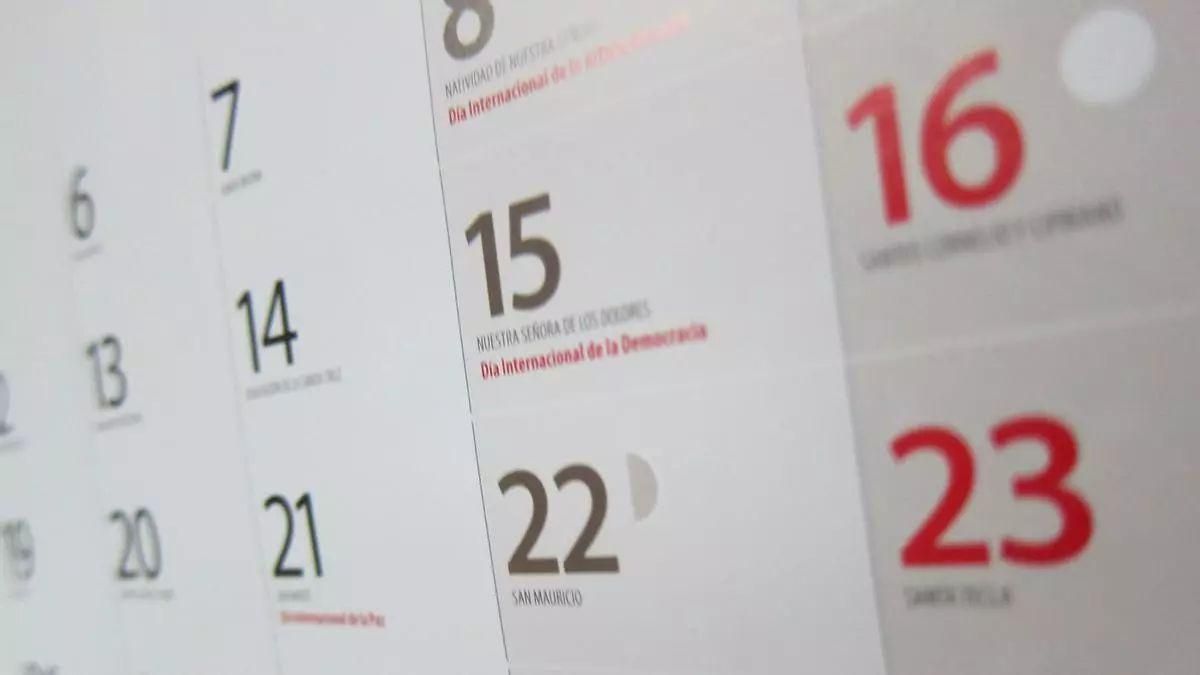 Imagen de archivo de un calendario