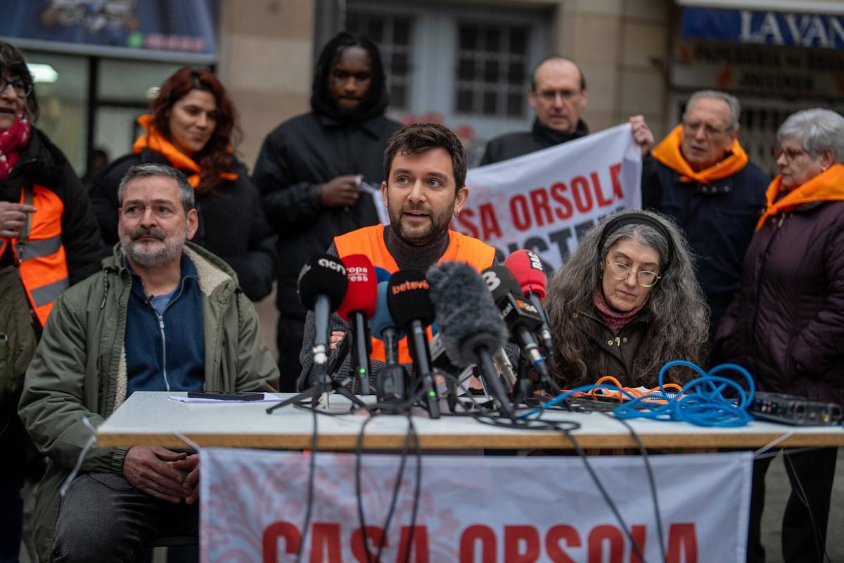 BARCELONA 07/02/2025  Barcelona.  Rueda de prensa del Sindicato de Inquilinas de Barcelona reaccionando a la compra del edificio Orsola por parte del ayuntamiento.        FOTO de ZOWY VOETEN