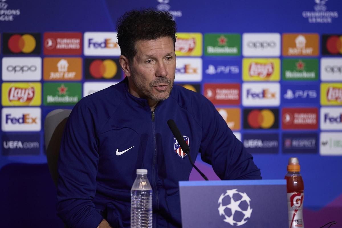 Diego Pablo Simeone, entrenador del Atlético de Madrid, en la rueda de prensa previa al duelo frente al Inter.