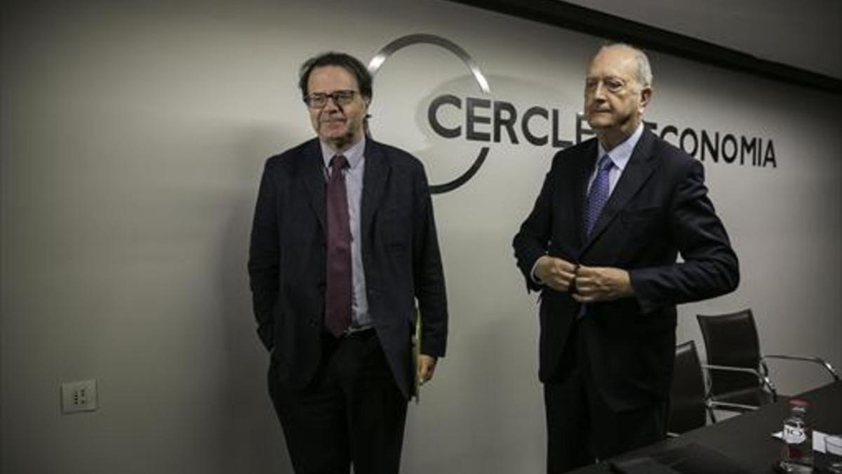 Juan José Brugera y Jordi Alberich, en el Cercle d'Economia.