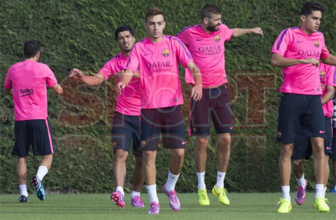 El primer entrenamiento de Luis Suárez en el Barça