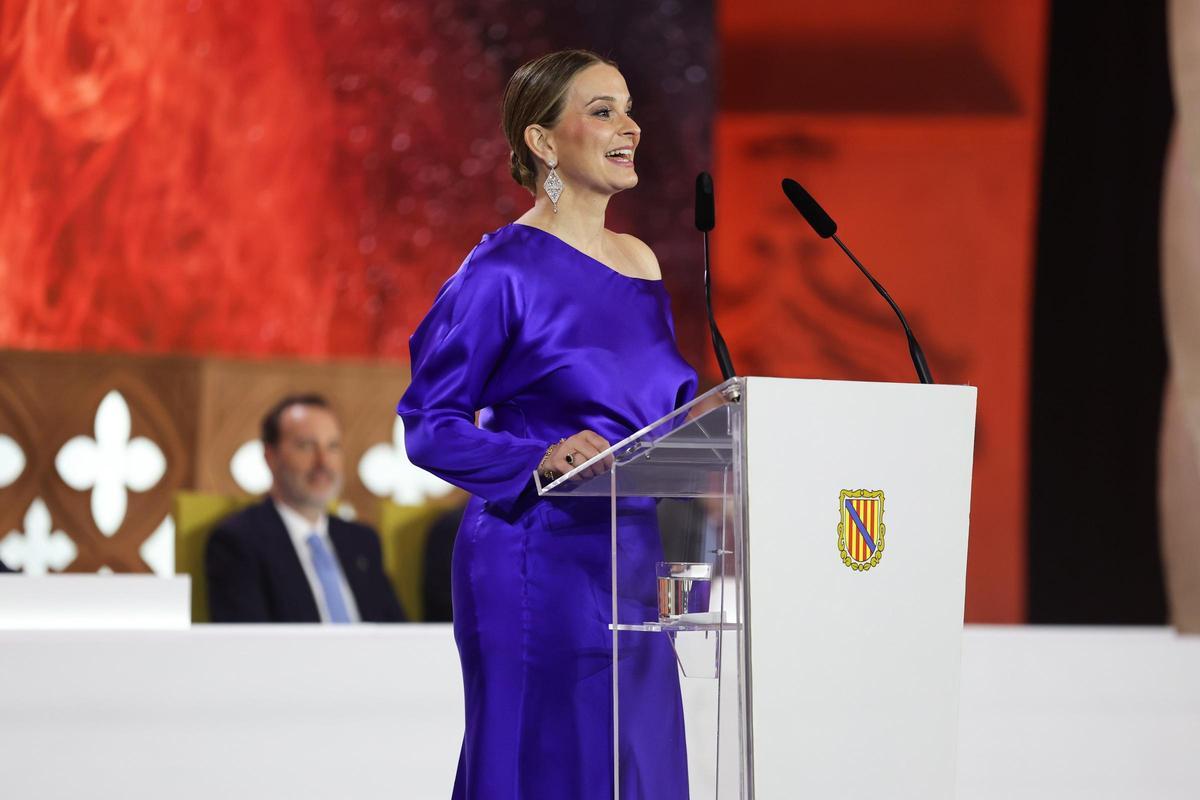 Archivo - La presidenta del Govern balear, Marga Prohens, interviene durante el acto de entrega de la Medalla de Oro y Premios Ramon Llull, en Sa Llotja, a 28 de febrero de 2024, en Palma de Mallorca, Mallorca, Baleares (España).