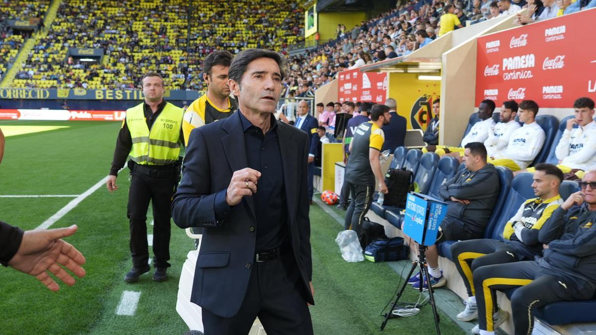 Marcelino, antes del Villarreal-Espanyol.