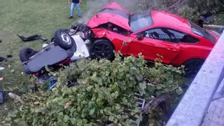 El Mustang implicado en el accidente de Sanxenxo en el que murió un matrimonio venía a una concentración desde Portugal