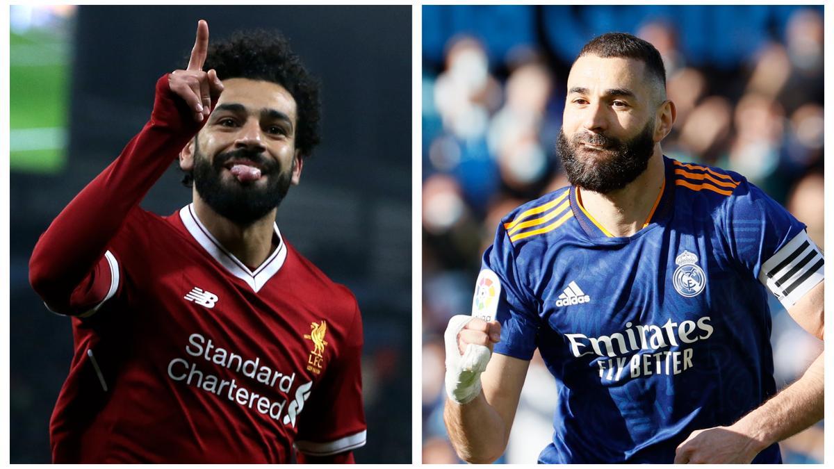 Salah y Benzema son dos de los futbolistas más en forma del continente y se verán las caras este sábado en París.