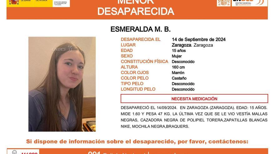 Desaparece una menor de 15 años en Zaragoza que necesita medicación
