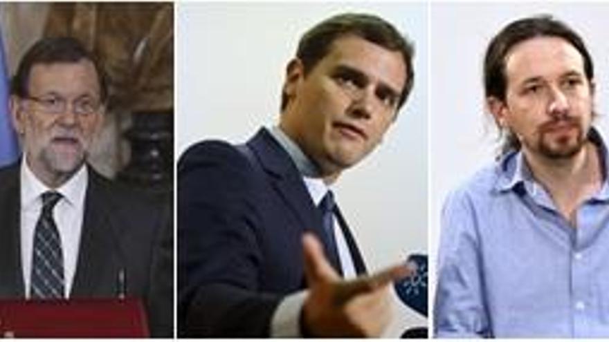 Mariano Rajoy, Albert Rivera y Pablo Iglesias.