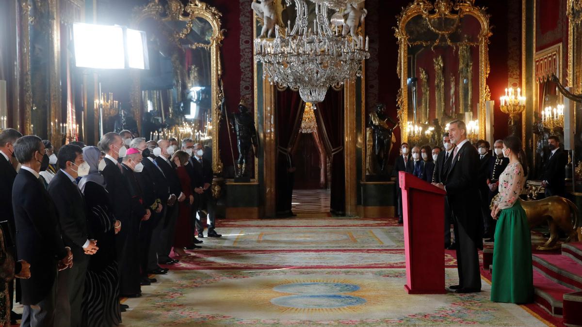 Los Reyes en la recepción en el Palacio Real al cuerpo diplomático acreditado en España