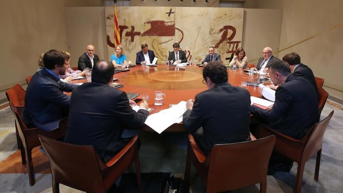 Reunión del Govern, este martes, en el Palau de la Generalitat.