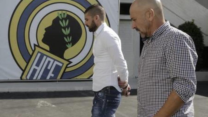 Javier Portillo y Claudio Barragán, la semana pasada, tras la presentación del entrenador.