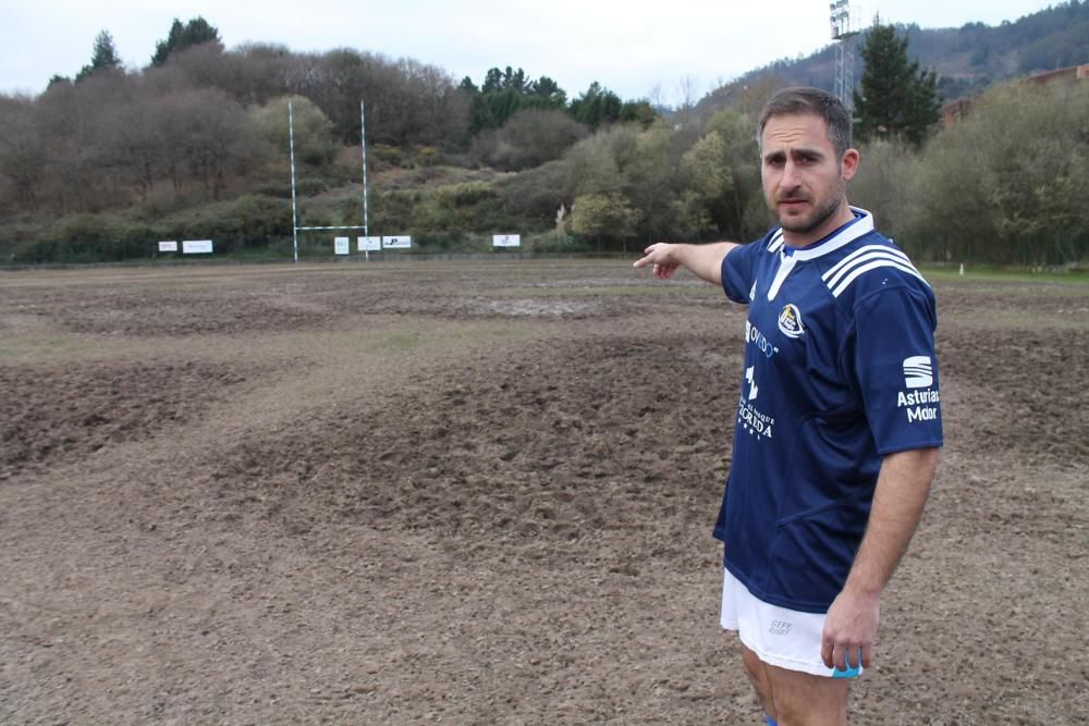 El mal estado del campo de rugby de Oviedo