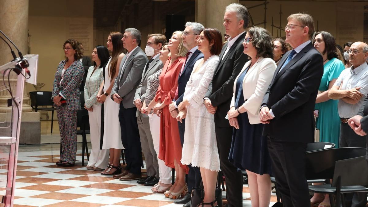 Los representantes del Gobierno valenciano, encabezados por Ximo Puig, durante uno de los actos.