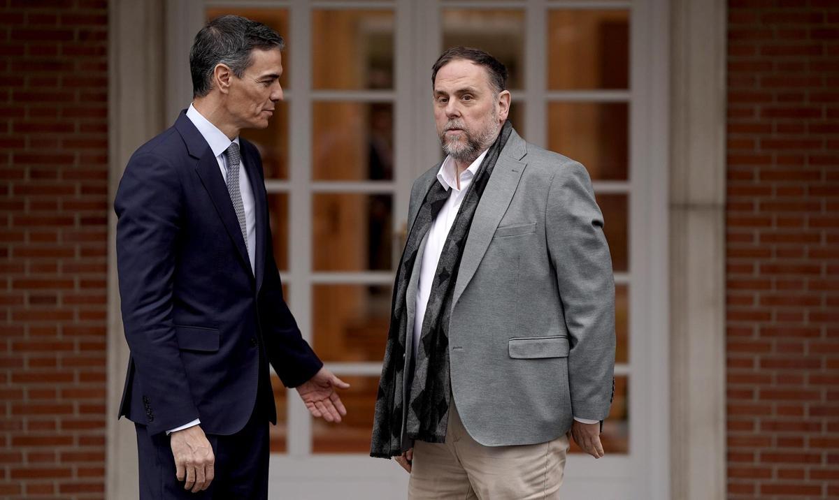 Pedro Sánchez y Oriol Junqueras, reunidos en Moncloa.