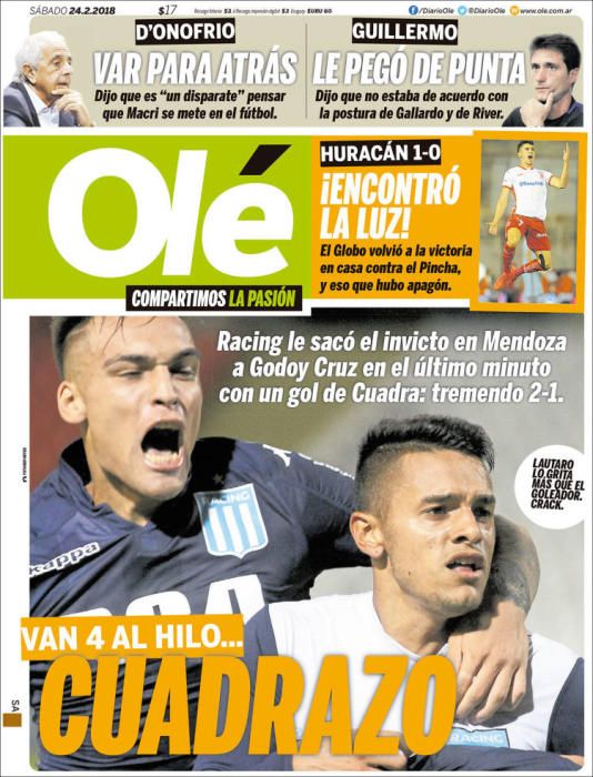 Portadas sábado 24 de febrero de 2018