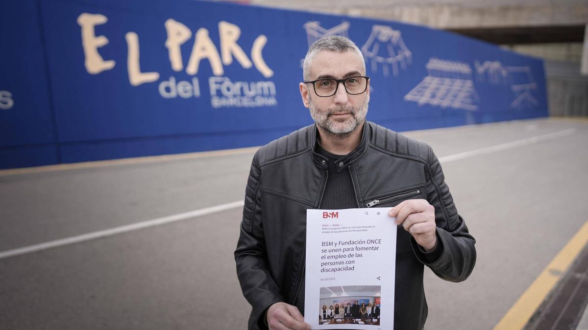 Sergi Sánchez, trabajador despedido por BSM tras regresar de una baja médica y con una discapacidad reconocida.