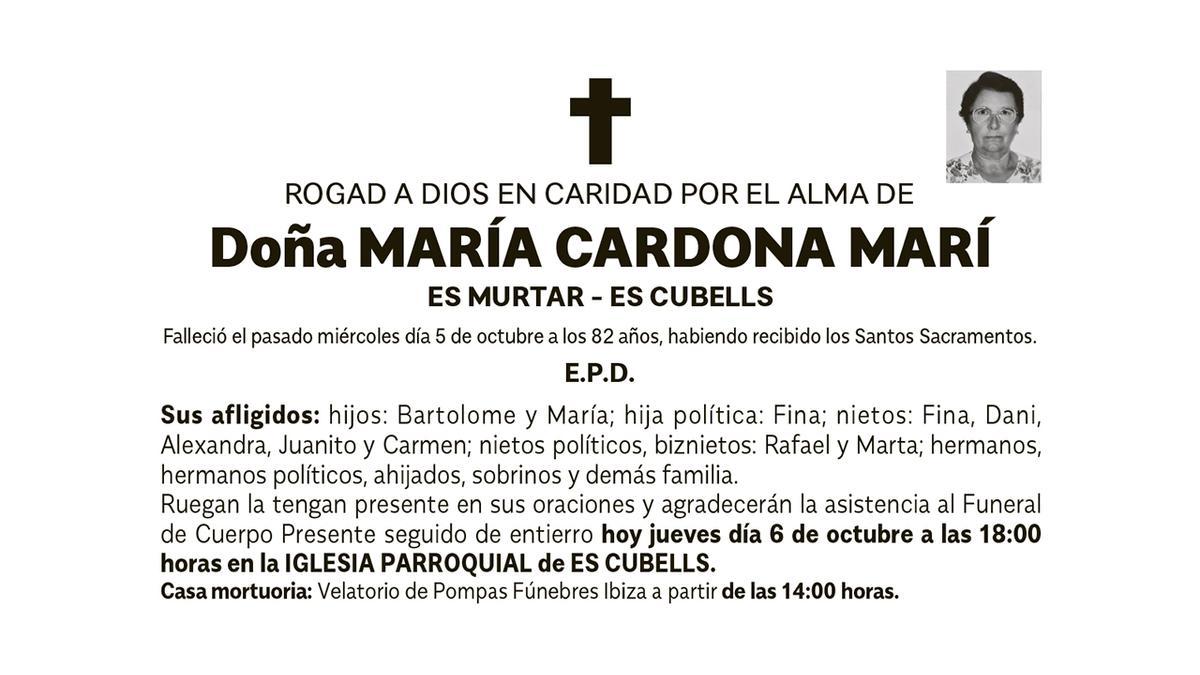Esquela María Cardona Marí