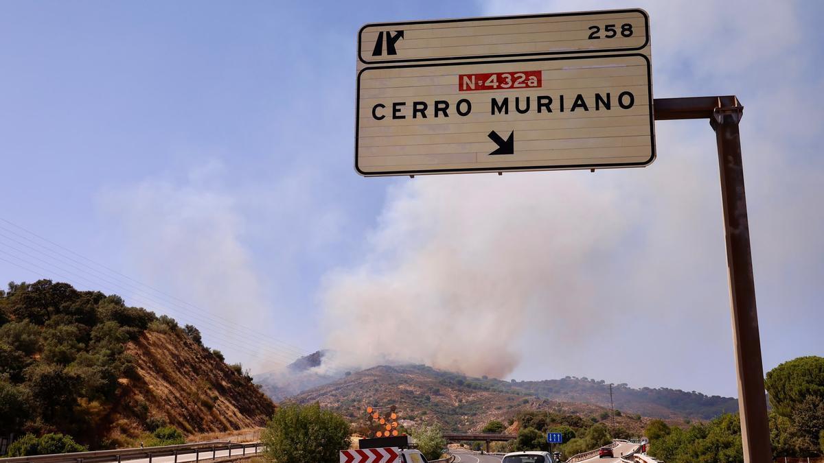Incendio forestal de Cerro Muriano declarado el pasado viernes.