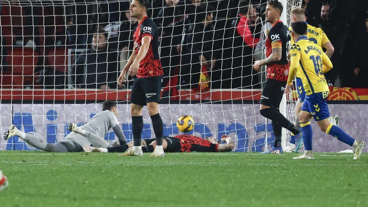 El último gol que el Mallorca encajó fue ante Las Palmas el pasado domingo en Son Moix.