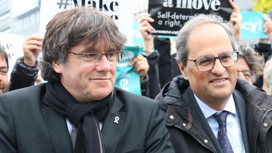 Puigdemont i el president Quim Torra a la manifestació de dijous a Brussel·les