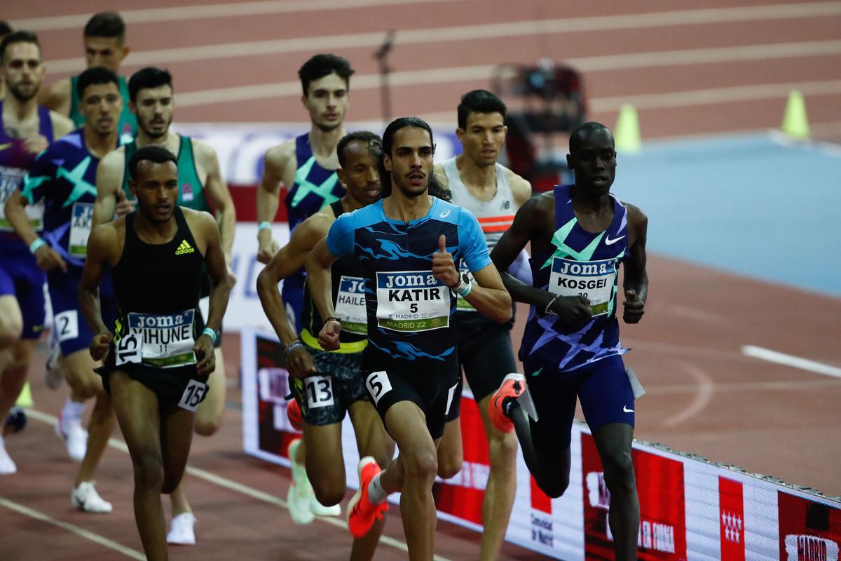 Mohamed Katir en la prueba de este miércoles en Madrid