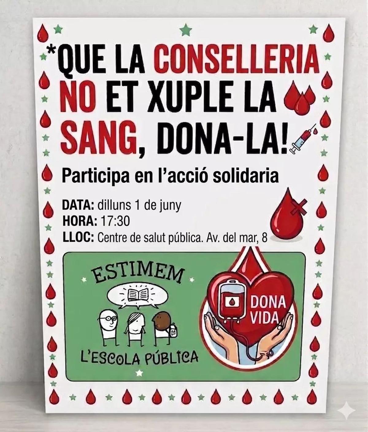 Cartel convocando la donación de sangre.