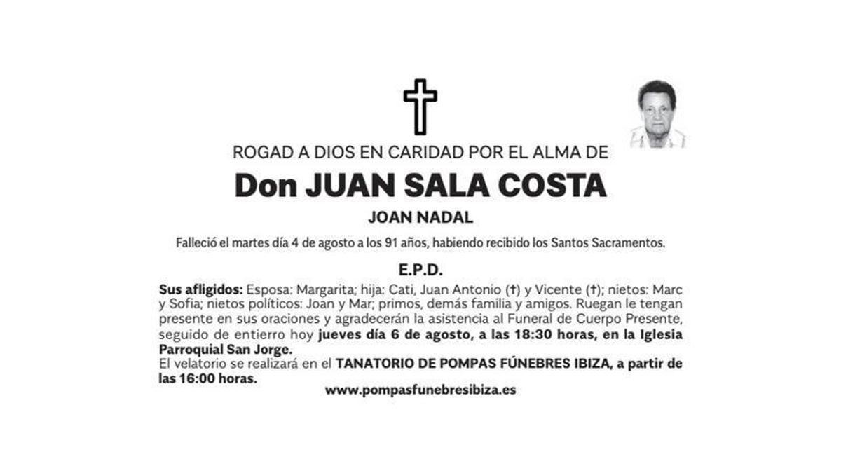 Esquela Juan Sala Costa