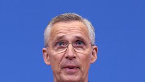 El secretario general de la OTAN, Jens Stoltenberg, durante la rueda de prensa que ha ofrecido este jueves en Bruselas.