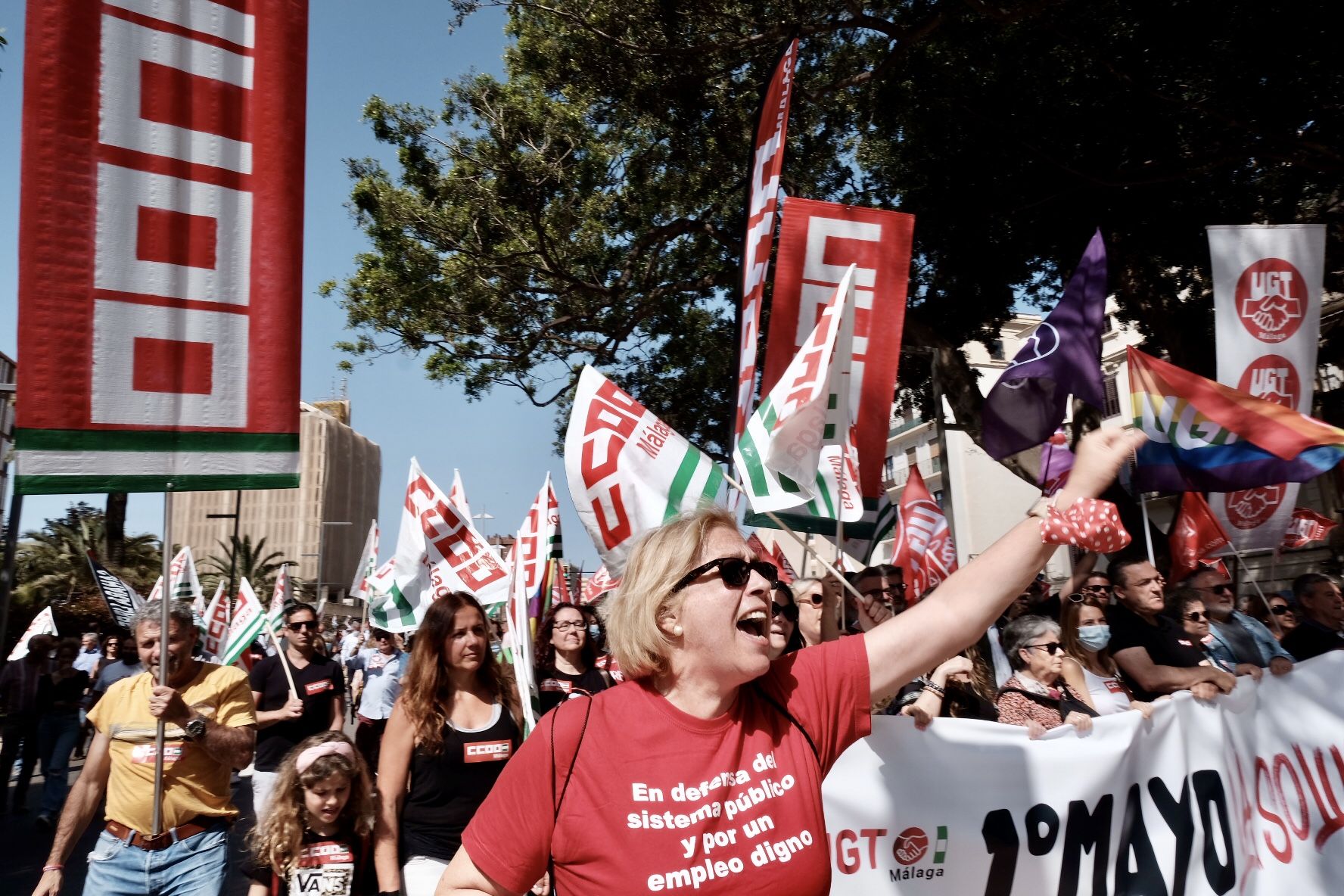 Las imágenes de la manifestación del 1 de mayo en Málaga