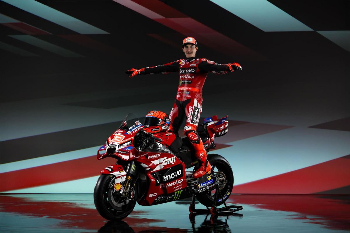 Marc Márquez, hoy, en Madonna di Campiglio, en la presentación de Ducati-2026.