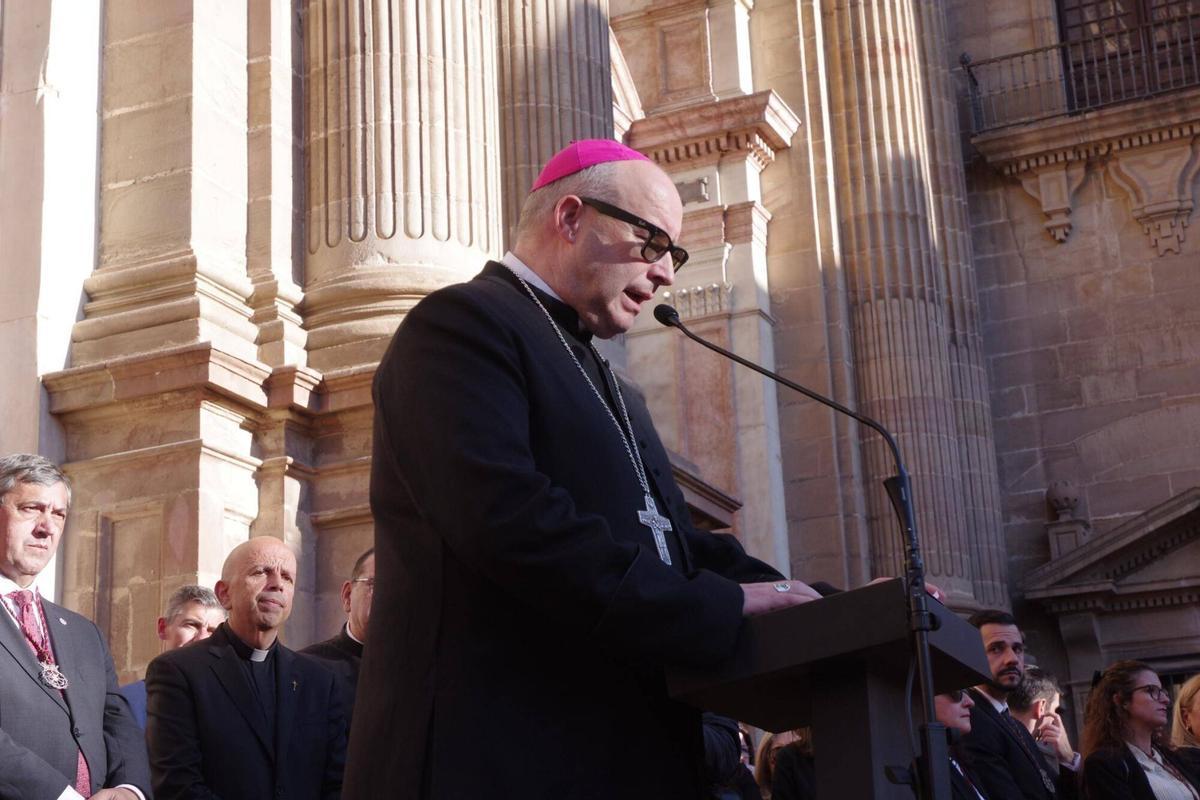 José Antonio Satué, en el acto penitencial de Estudiantes este Lunes Santo.
