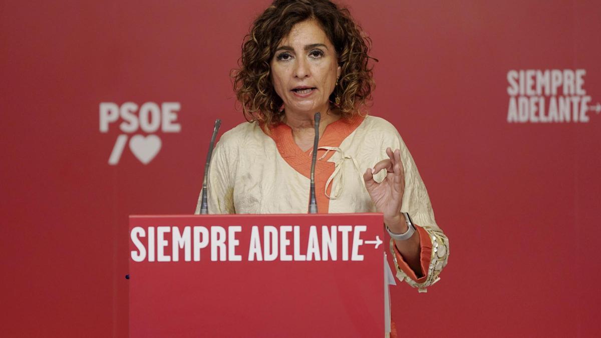 María Jesús Montero después de la reunión de la ejecutiva federal del PSOE.