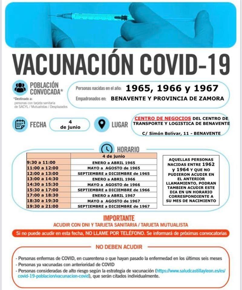 Cartel oficial de vacunación en Benavente