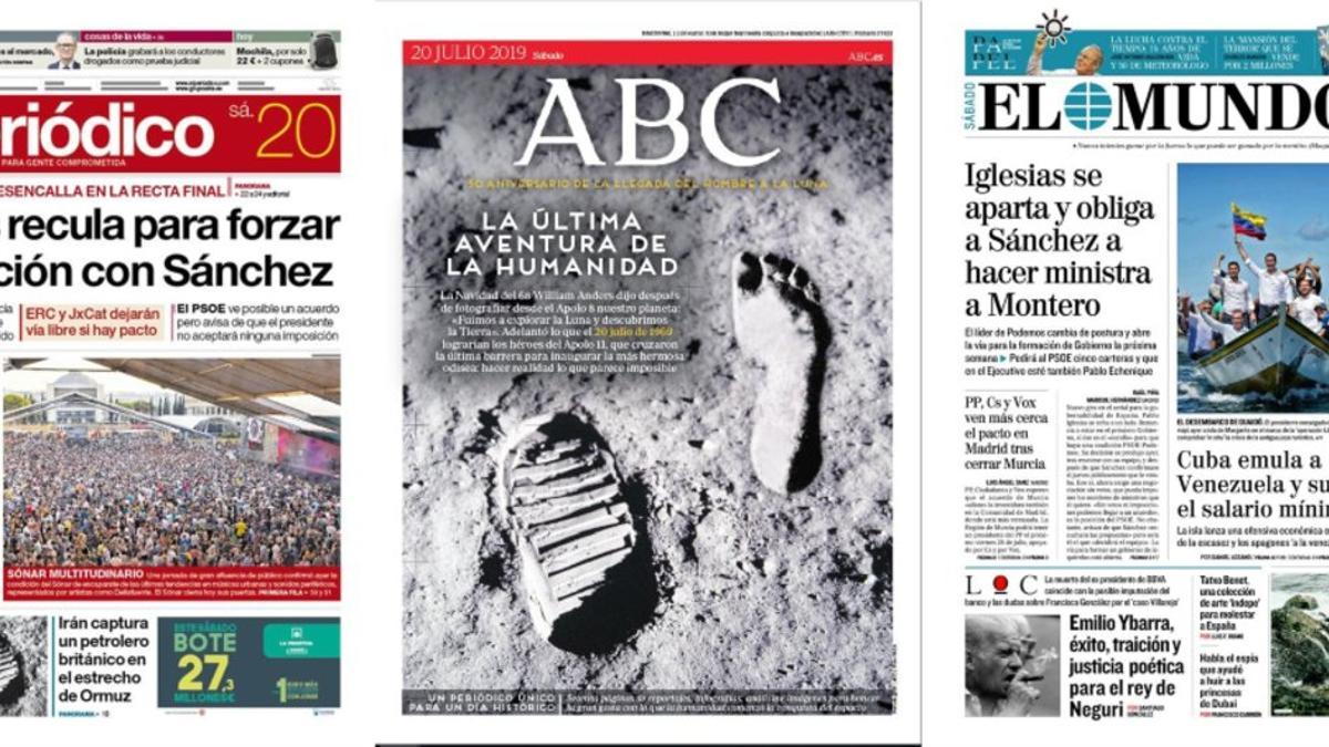 Estas son las portadas de hoy sábado 20 de julio