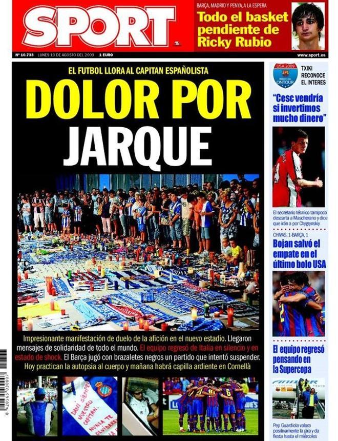 2009 - Dani Jarque fallece y el mundo de fútbol se vuelca en condolencias
