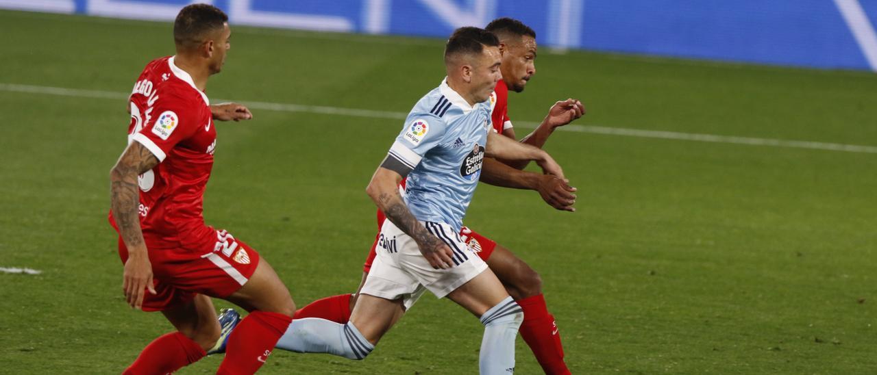 Aspas, durante un encuentro contra el Sevilla