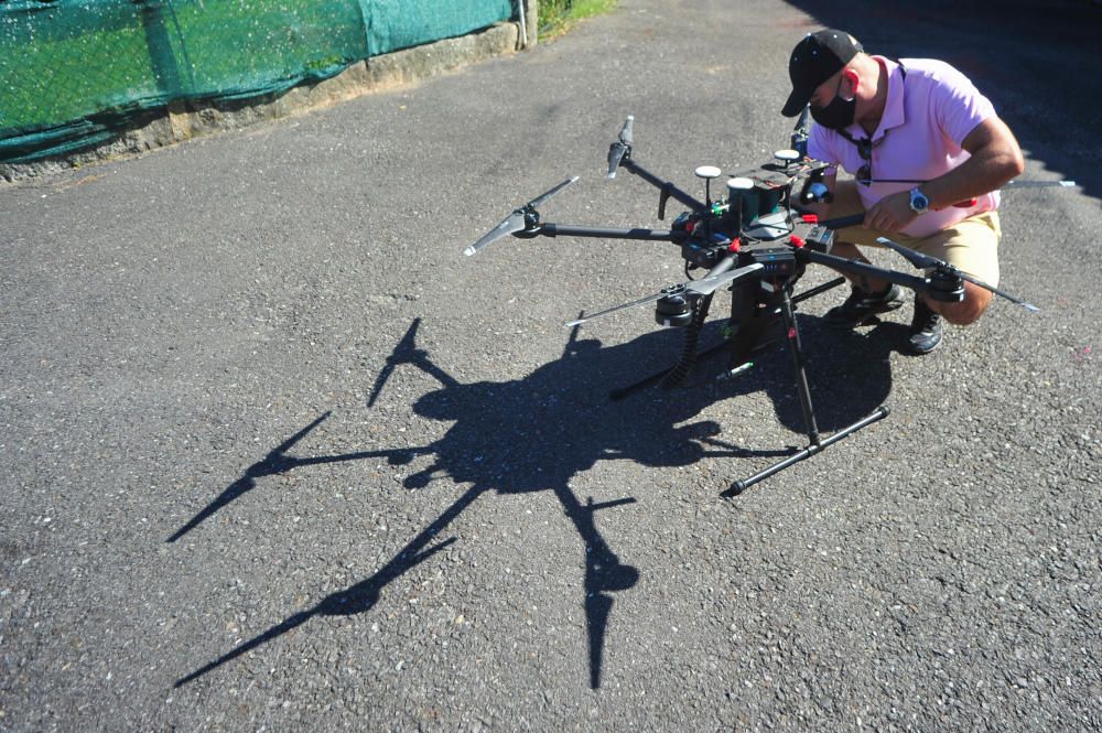 Trabajos de Aeromar para eliminar el nido de velutinas con su dron.