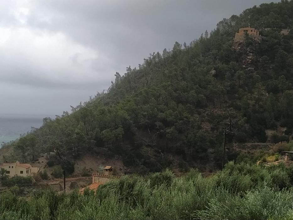 Tormenta, granizo y un 'cap de fibló' en Mallorca
