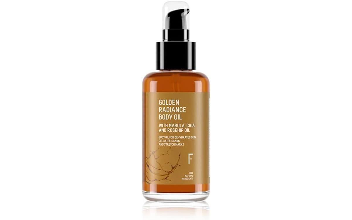 Aceite Corporal 100% Natural Golden Radiance Body Oil de Freshly Cosmetics.
