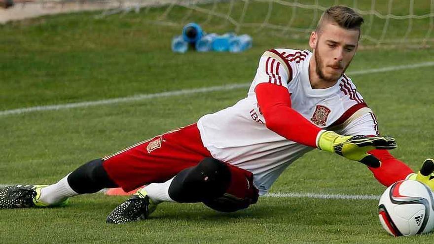 De Gea, en un entrenamiento con la Selección.