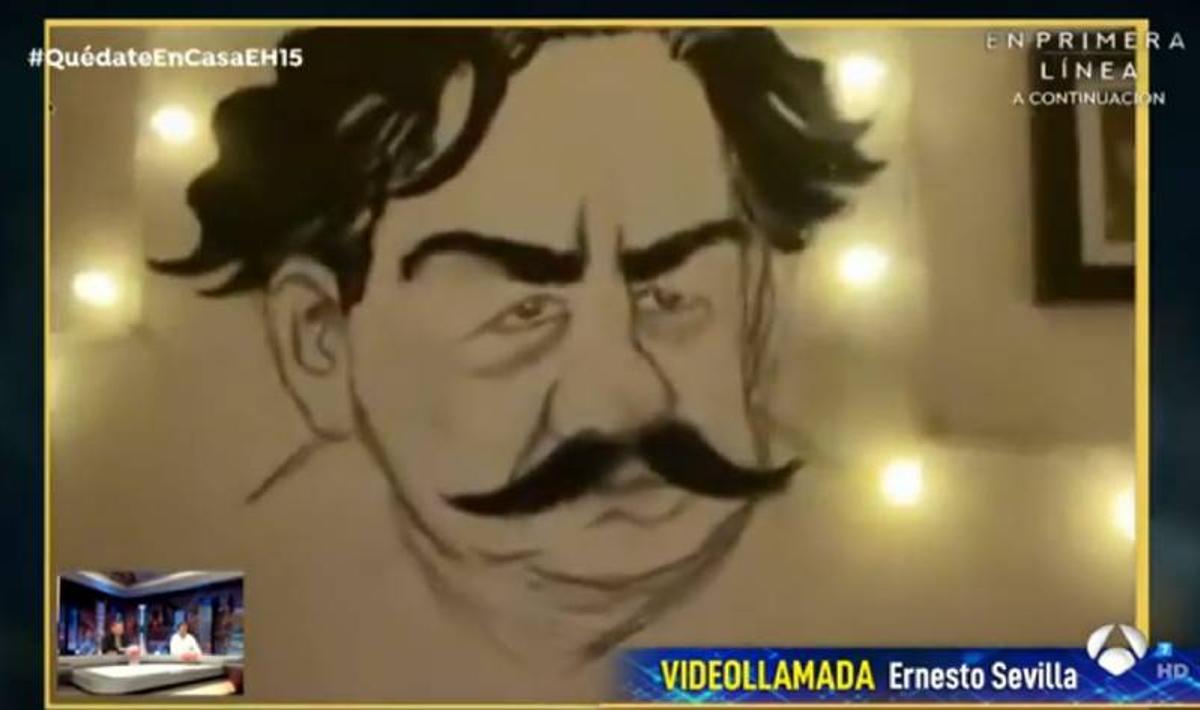 La caricatura pintada por Ernesto en las paredes de su casa