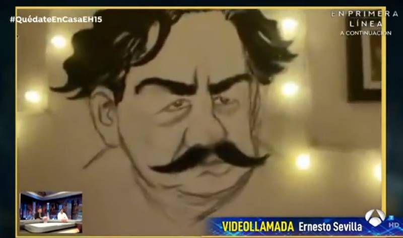 La caricatura pintada por Ernesto en las paredes de su casa