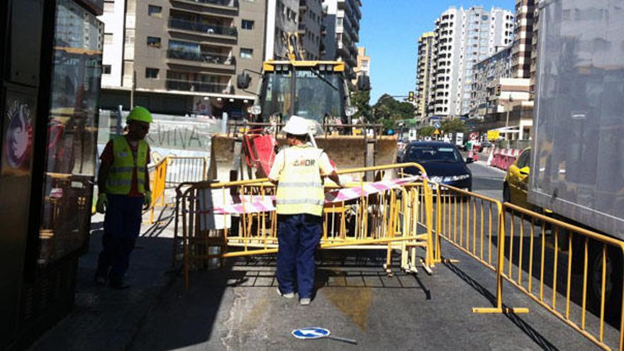 Imagen de las obras del Metro de Málaga a su paso por Callejones del Perchel.