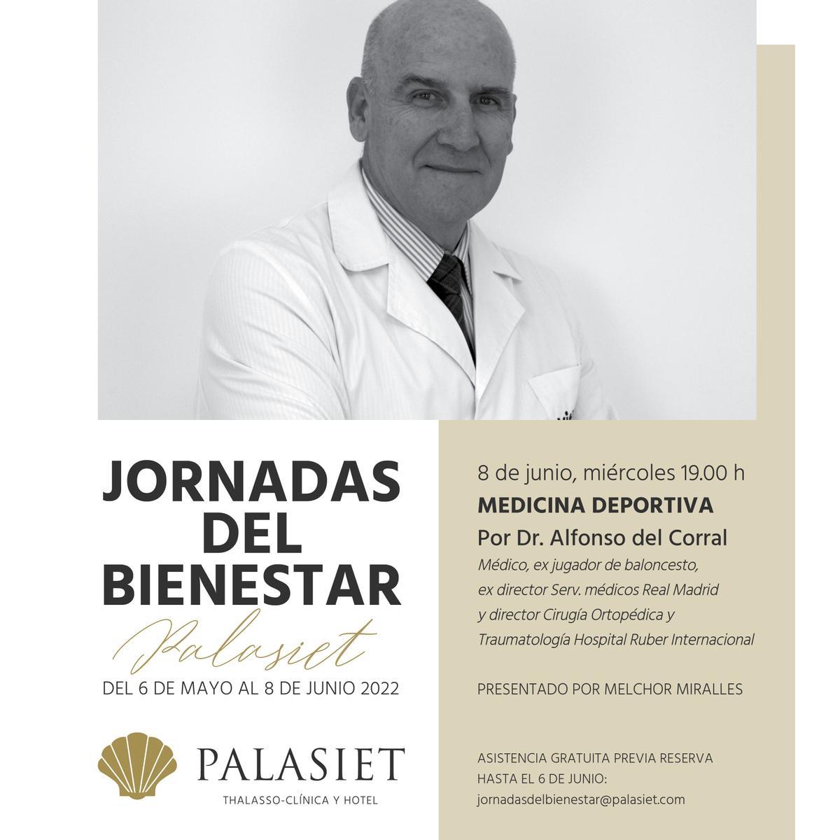 El reconocido doctor Alfonso del Corral disertará sobre medicina deportiva en la sesión del próximo 8 de junio en Palasiet.