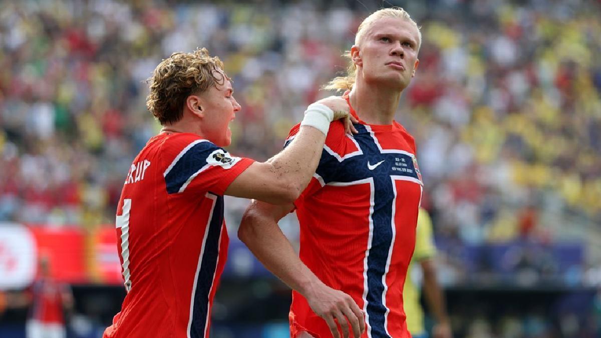 Erling Haaland marcó un doblete ante Brasil para enviar a Noruega a los cuartos de final