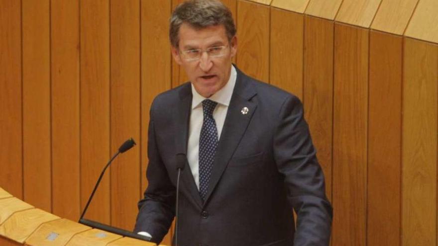 El presidente de la Xunta durante una intervención en el Parlamento gallego.