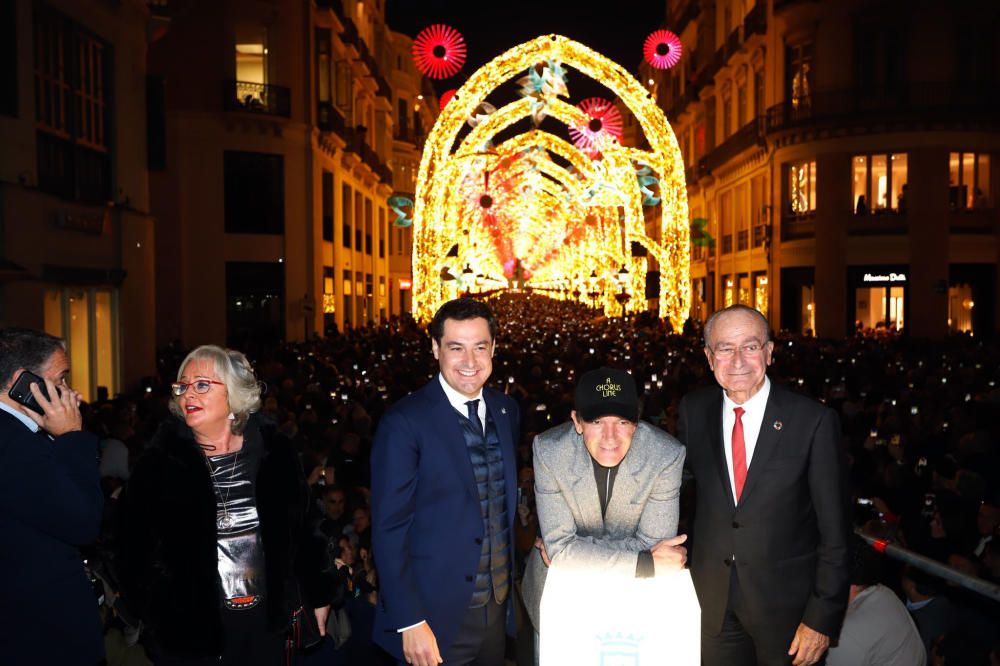 Antonio Banderas enciende el 'bosque' de luces de Larios